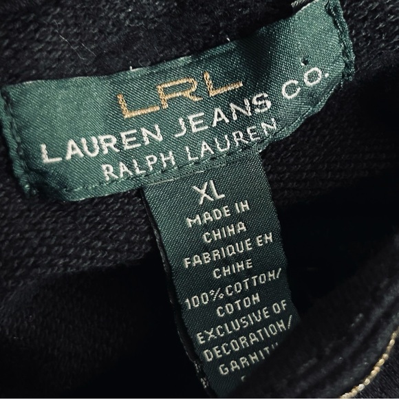 Ralph Lauren Cotton Jacket Buttons Logo Gold Black Extra Large Crop Designer - Picture 11 of 11